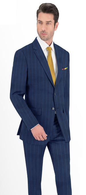 Space Blue With Yale Blue Dotted Stripe Suit