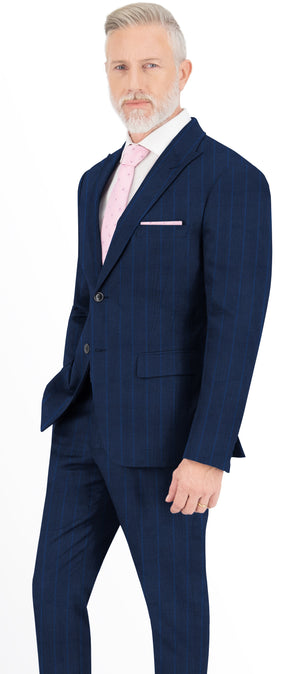 Space Blue With Yale Blue Stripe Suit