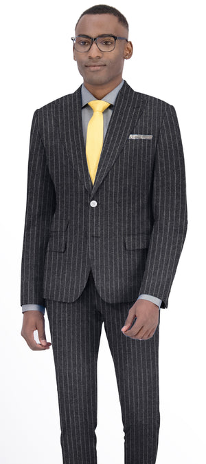 Shadow Grey With White Stripe Flannel Suit