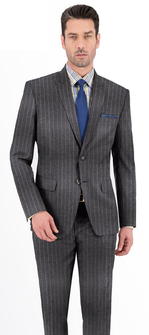 Iron Grey With Light Stripe Flannel Suit