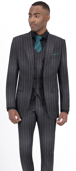 Shadow Grey With Light Stripe Flannel Suit