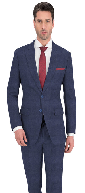 Space Blue With Air Force Blue Pin Head Plain Flannel Suit