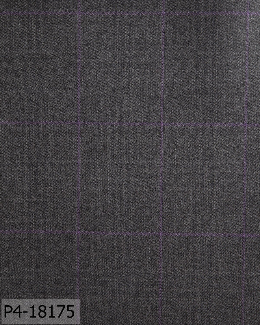 Iron Grey With Purple Plaid Check Flannel Suit