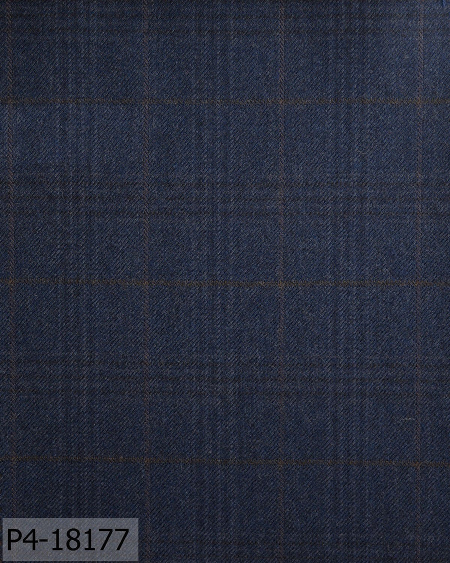 Prussian Blue With Brown Plaid Check Flannel Suit