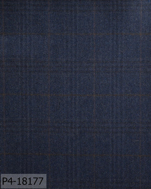 Prussian Blue With Brown Plaid Check Flannel Jacket