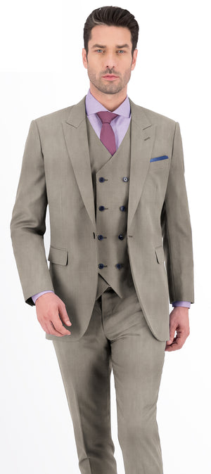 Stone Grey Plain Flannel Suit