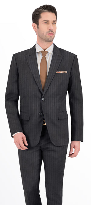 Iron Grey With Light Stripe Flannel Suit