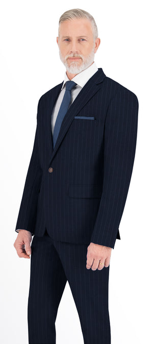 Space Blue with Grey Dotted Stripe Flannel Suit