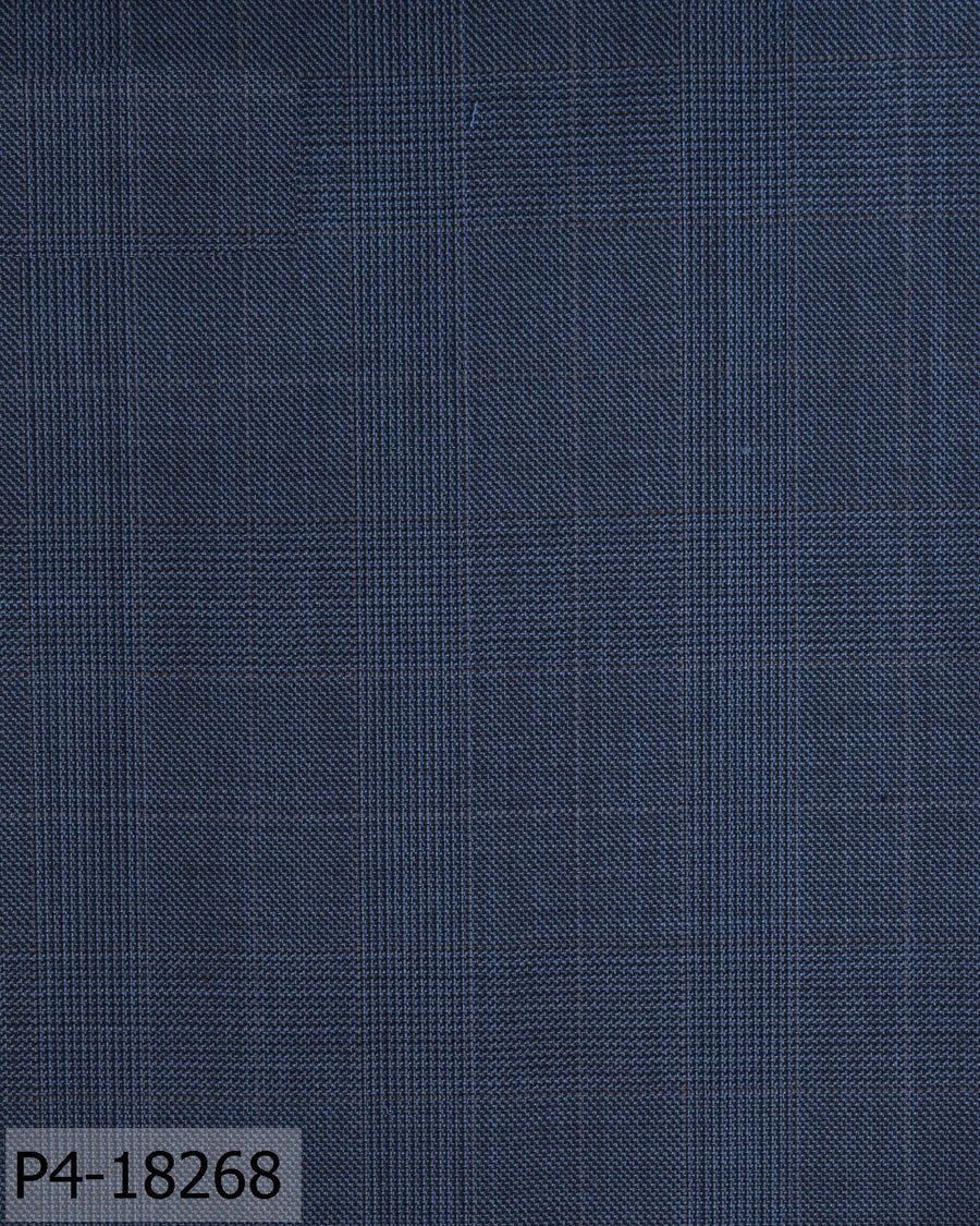 Yale Blue with Black Prince of Wales Check Flannel Suit