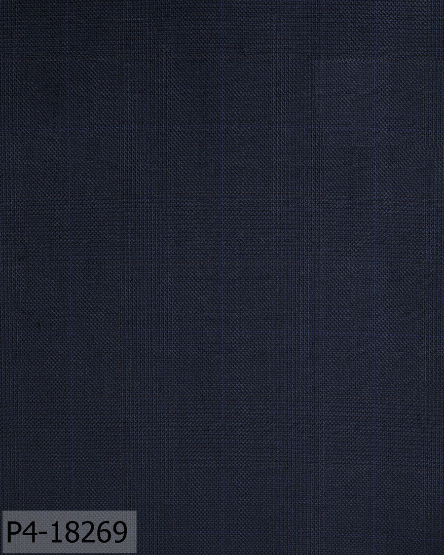 Dark Blue Prince of Wales Check Flannel Suit