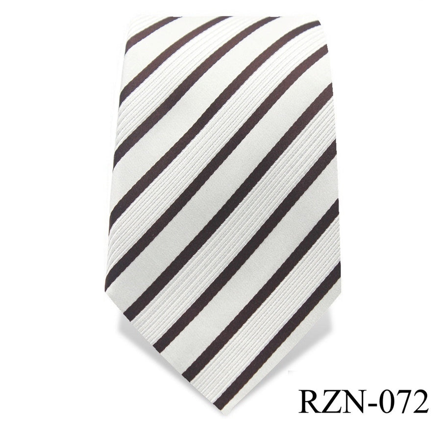 White and Black Striped Tie