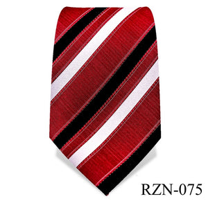 Red with Black and White Striped Tie