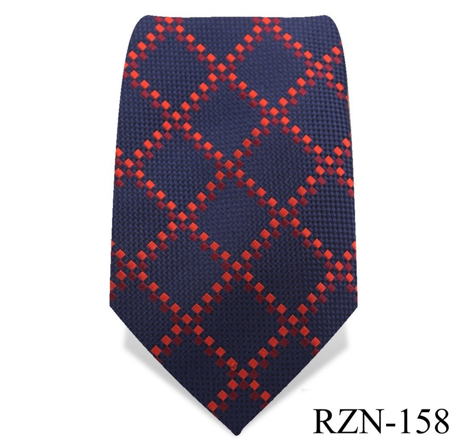 Prussian Blue with Red Check Tie