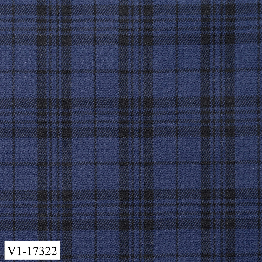 Space Blue and Black Plaid Check Suit