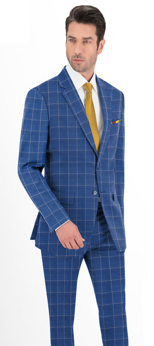 Sapphire Blue Thick Windowpane Jacket