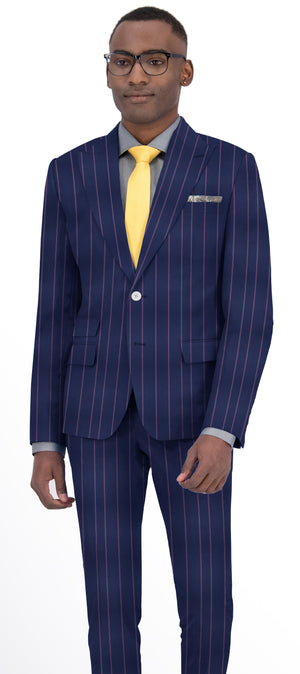 Space Blue Wide Stripe Suit