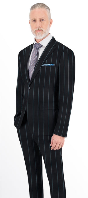 Black with Light Blue Wide Stripe Suit