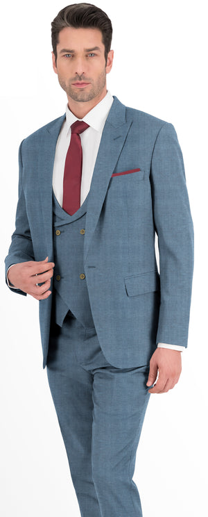 Steel Blue Black Plain Suit