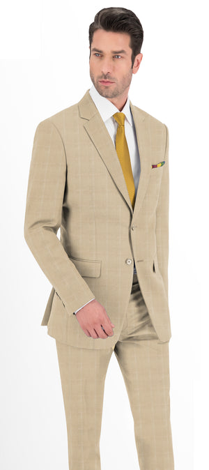 Olive with White Windowpane Suit