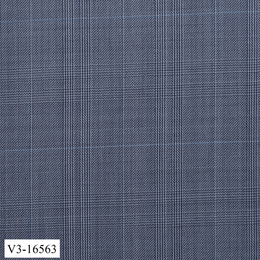 Light Grey Blue Prince of Wales Check Suit