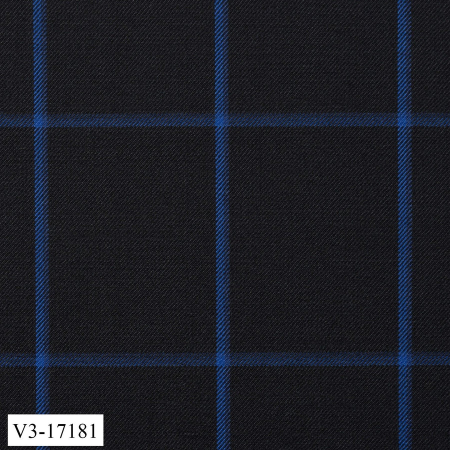 Charcoal Grey With Blue Thick Windowpane Pant