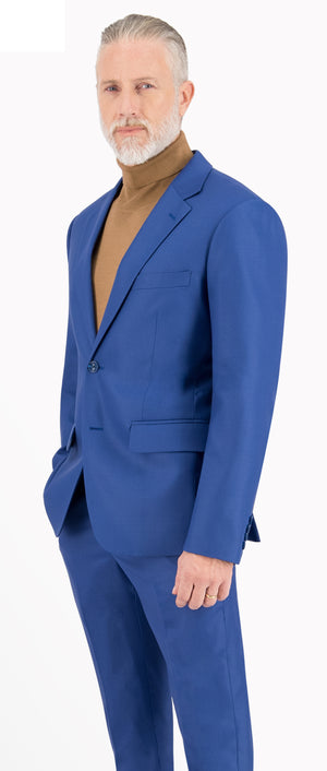 Blue Solid Flannel Plain Suit