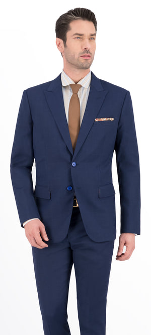 Dark Navy Blue Nailhead Print Suit