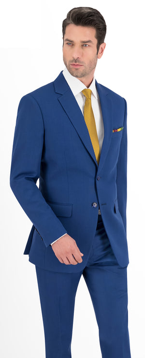 Royal Blue Birdseye Print Suit