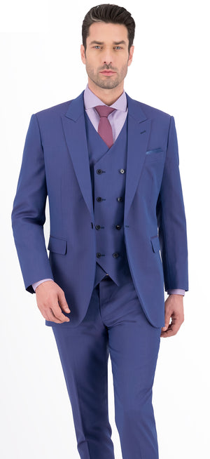 Indigo Blue Herringbone Short Suit