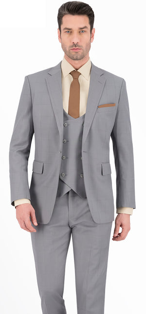 Smoke Grey Self Check Regular Suit