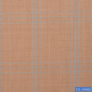 Light Marigold Brown with Blue Plaid Check Long Suit