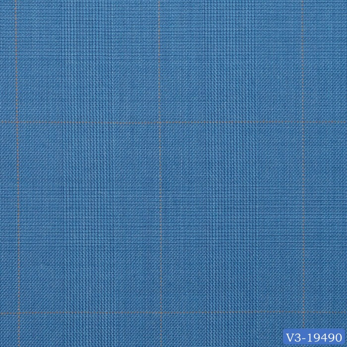 Steel Blue with Orange Prince of Wales Check Long Suit