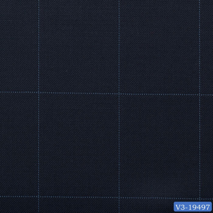 Dark Blue Windowpane Short Double Breast Suit