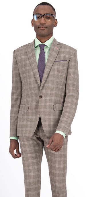 Light Brown with Pink Plaid Check Jacket