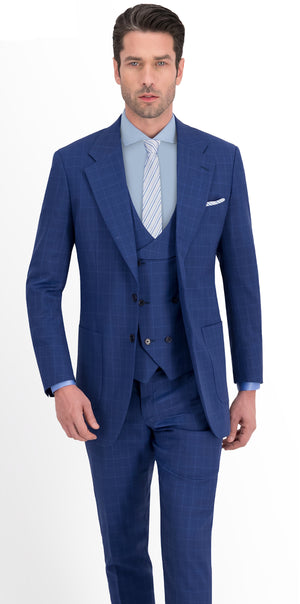 Egyptian Blue with Blue Check Regular Suit