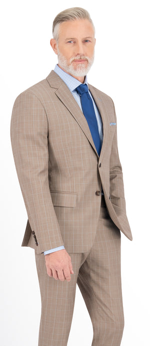 Beige with Light Blue Check Short Suit