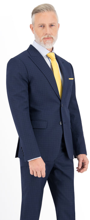 Navy Blue Small Check Short Suit