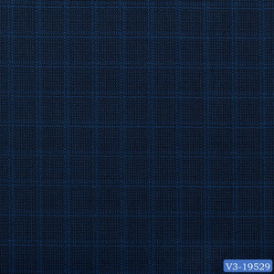 Navy Blue Small Check Long Suit