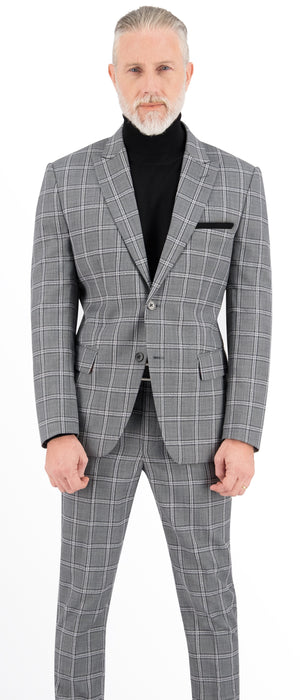 Mink Grey with White & Black Windowpane Jacket