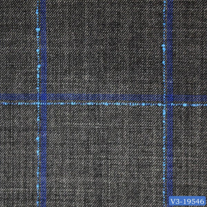 Dark Grey with Blue Slub Check Windowpane Short Suit