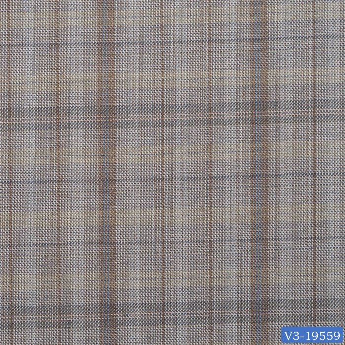 Light Beige with Brown Plaid Check Short Suit