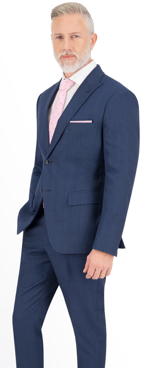 Space Blue Check Regular Suit