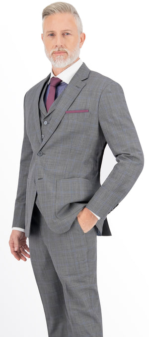 Fossil Grey with Dark Windowpane Pant