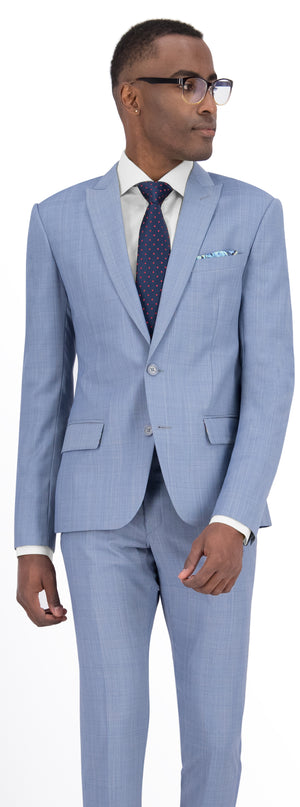 Light Blue Prince of Wales Check Regular Suit