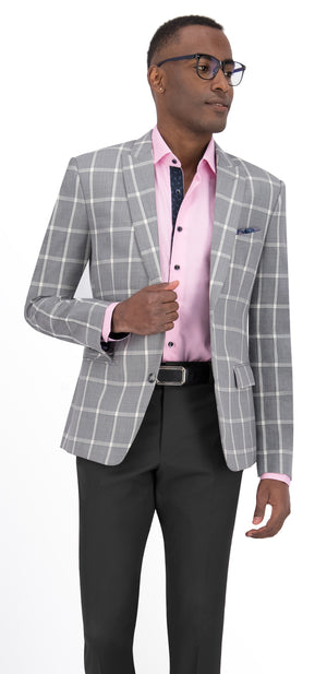 Light Grey with White Check Windowpane Pant