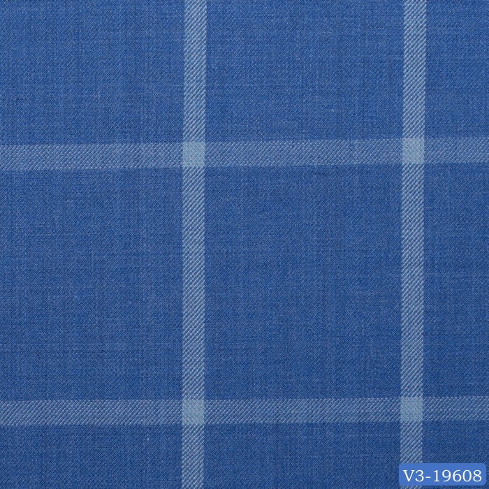 Light Blue Check Windowpane Regular Suit