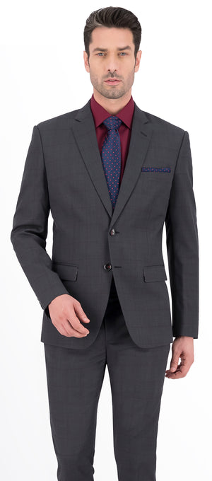 Dark Grey with Red & Navy Check Windowpane Pant