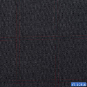 Dark Grey with Red & Navy Check Windowpane Long Suit