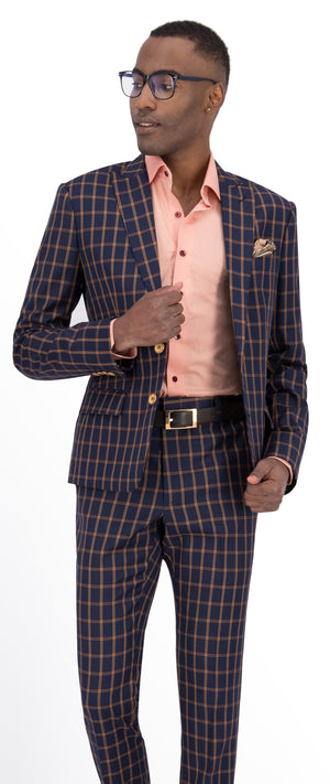 Midnight Blue with Bright Check Short Suit