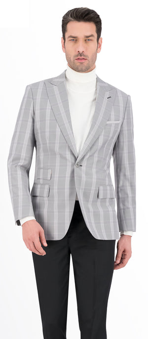 Light Steel Grey with Cream Check Jacket